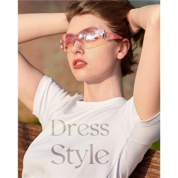 Pack of 4 ! - Sunglasses for Women Men Y2K Star Vintage Rimless Eyewear main image 7